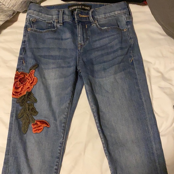 Express jeans with floral pattern